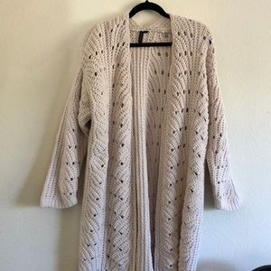 Long loose knit cardigan